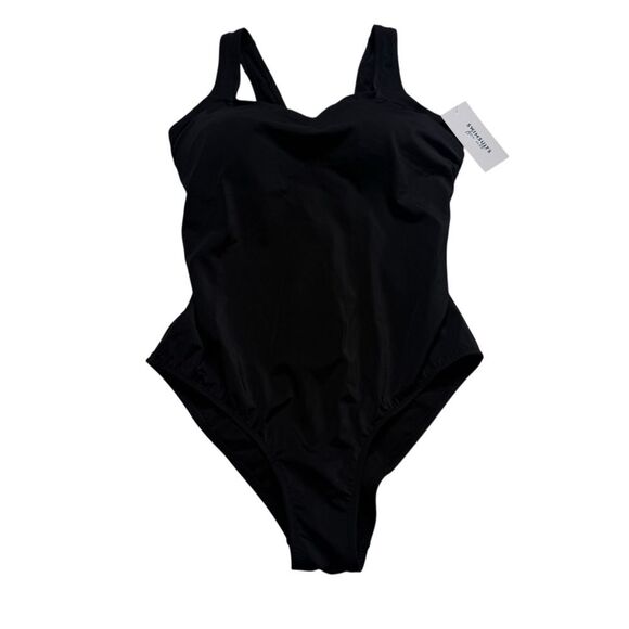 Swimsuits For All Black Hi-Cut One Piece Swimsuit with Flirty Back Tie Sz 20 NWT - Picture 1 of 10
